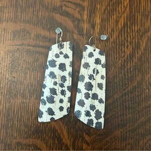 Nickle and Suede Animal Print Earrings